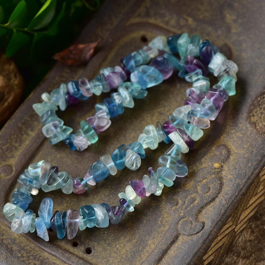 Natural Fluorite Crystal Bracelet, Colorful Irregular Gravel Bracelet, Long Style, Multi-Circle Bracelet, Can Be Used As A Necklace.