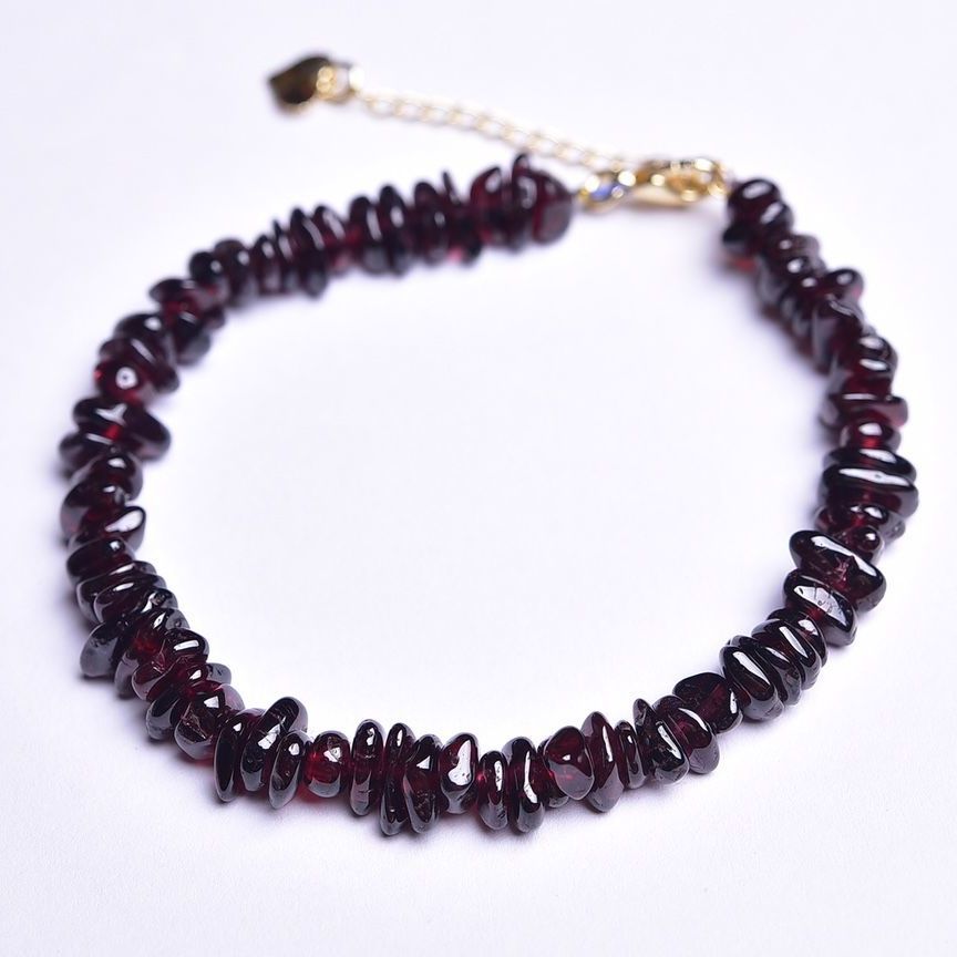 Natural Garnet Bracelet Irregular Gravel Bracelet With Extension Chain