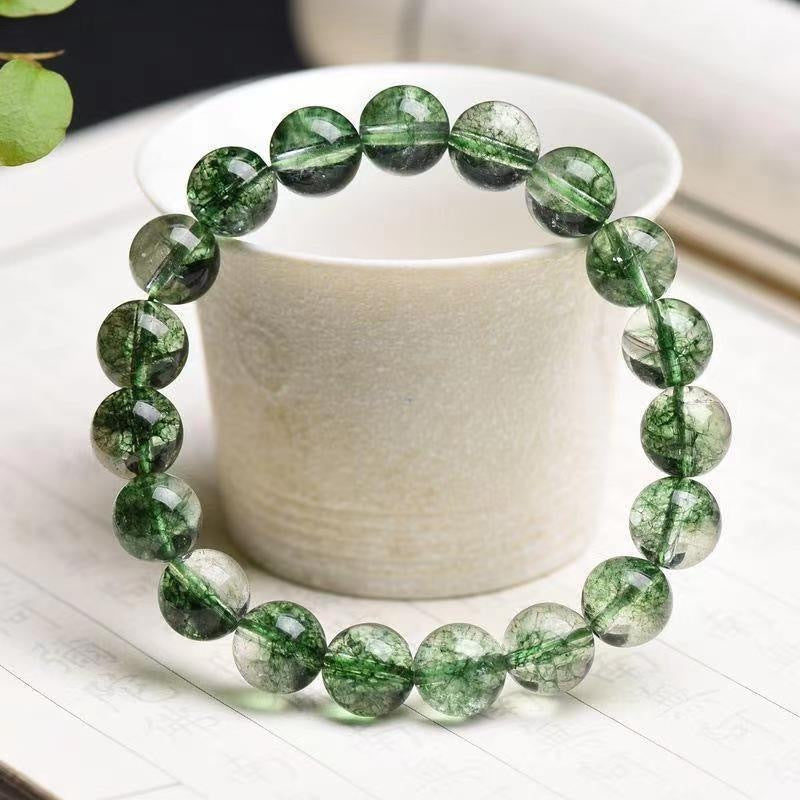 Natural Green Phantom Crystal Bracelet Wealth And Charm Increase Spiritual Power