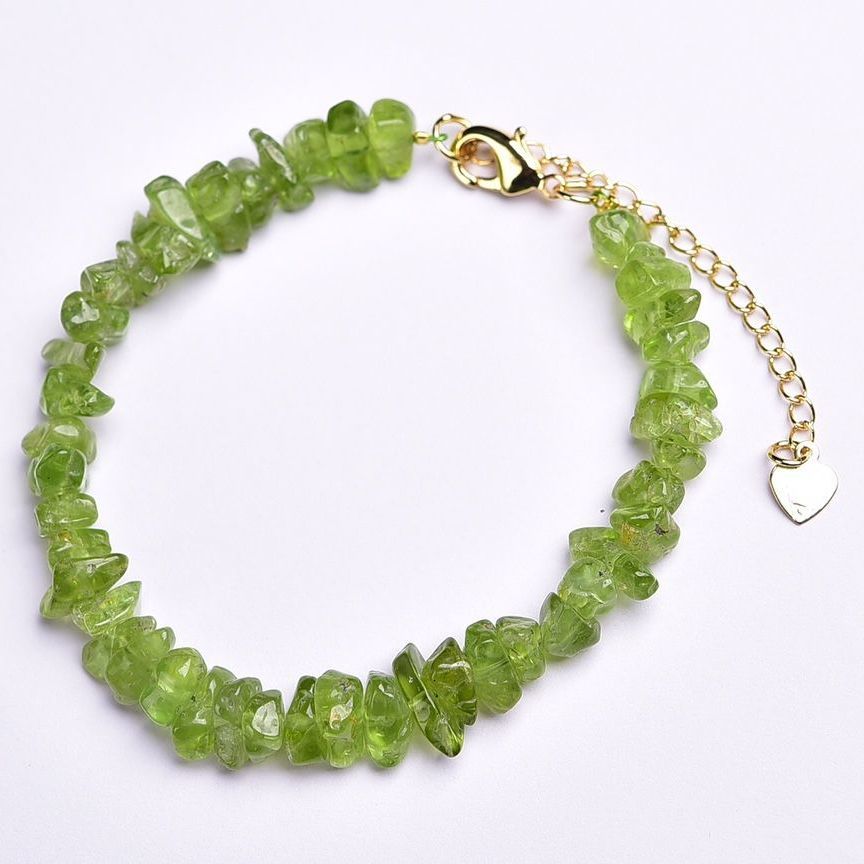Natural Peridot Bracelet Irregular Gravel Bracelet With Extension Chain