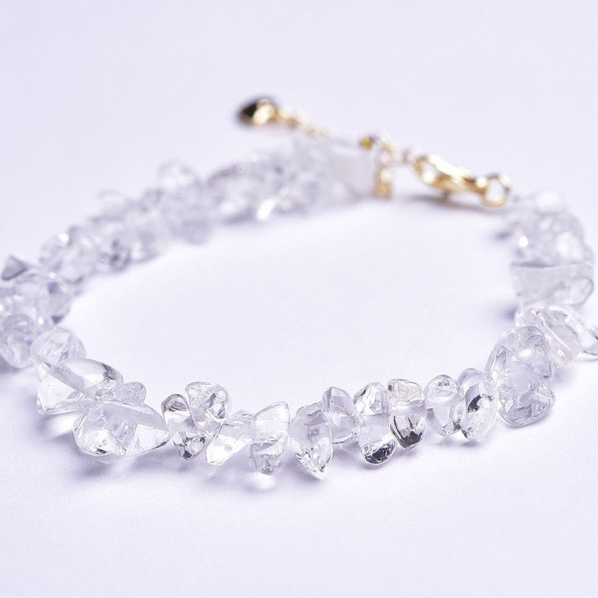 Natural White Crystal Bracelet, Irregular Raw Stone Bracelet With Extension Chain, Purification And Degaussing Crystal