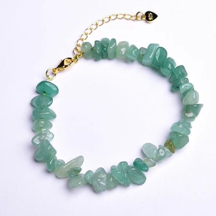 Natural Green Aventurine Jade Bracelet Irregular Gravel Bracelet With Extension Chain