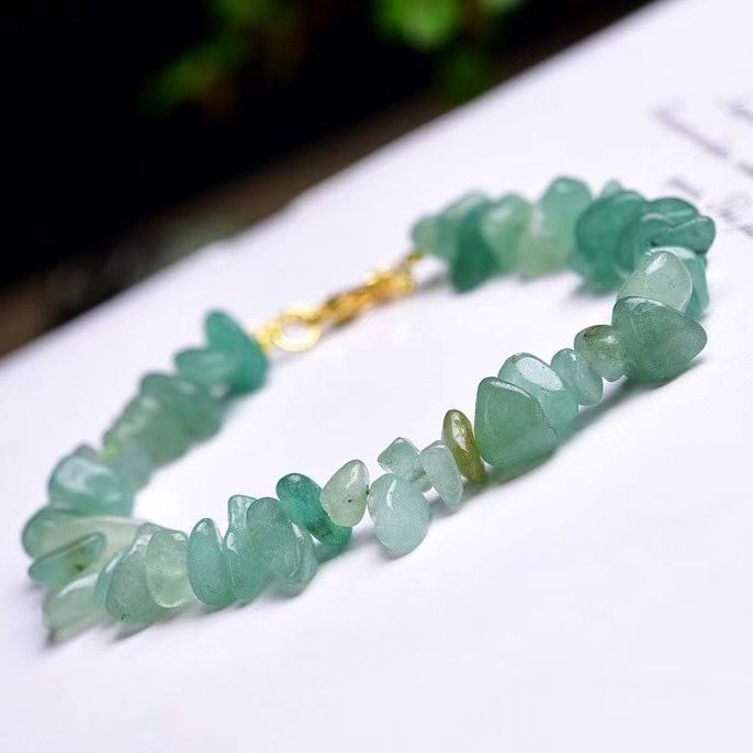 Natural Green Aventurine Jade Bracelet Irregular Gravel Bracelet With Extension Chain