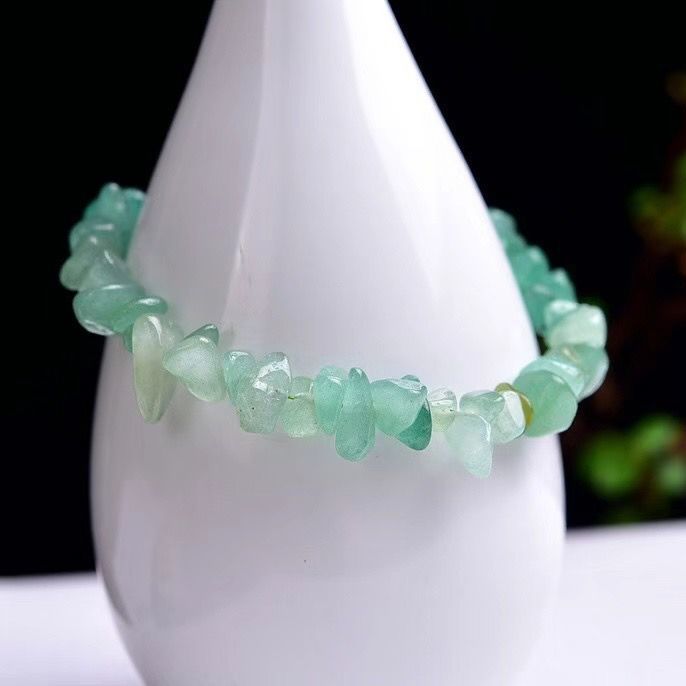 Natural Green Aventurine Jade Bracelet Irregular Gravel Bracelet With Extension Chain