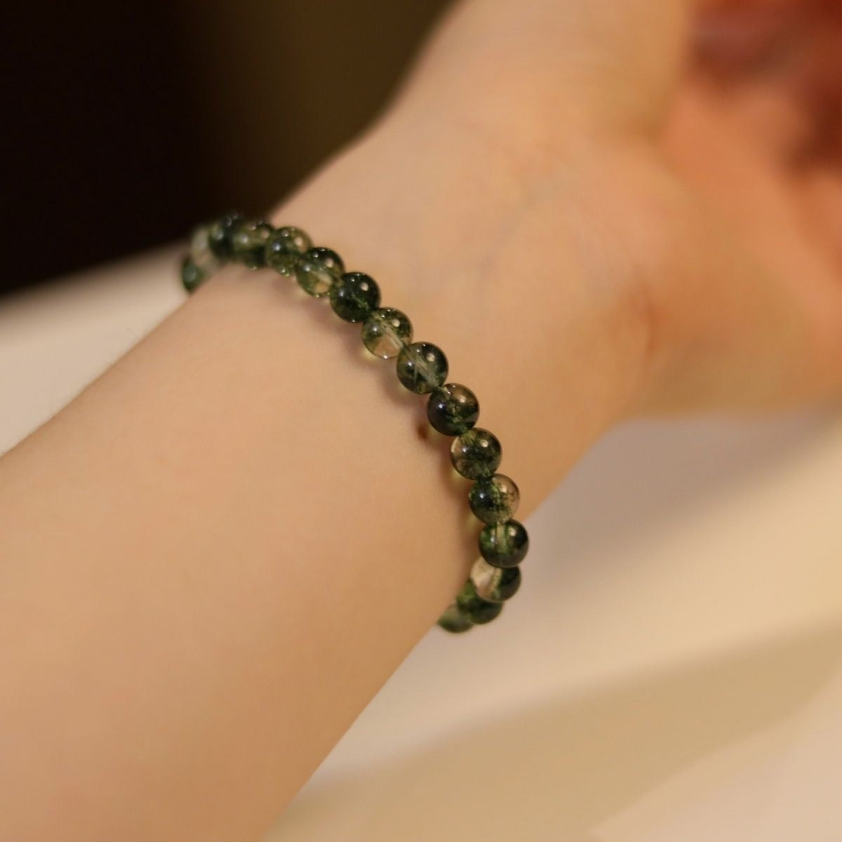 Natural Green Phantom Crystal Bracelet Wealth And Charm Increase Spiritual Power