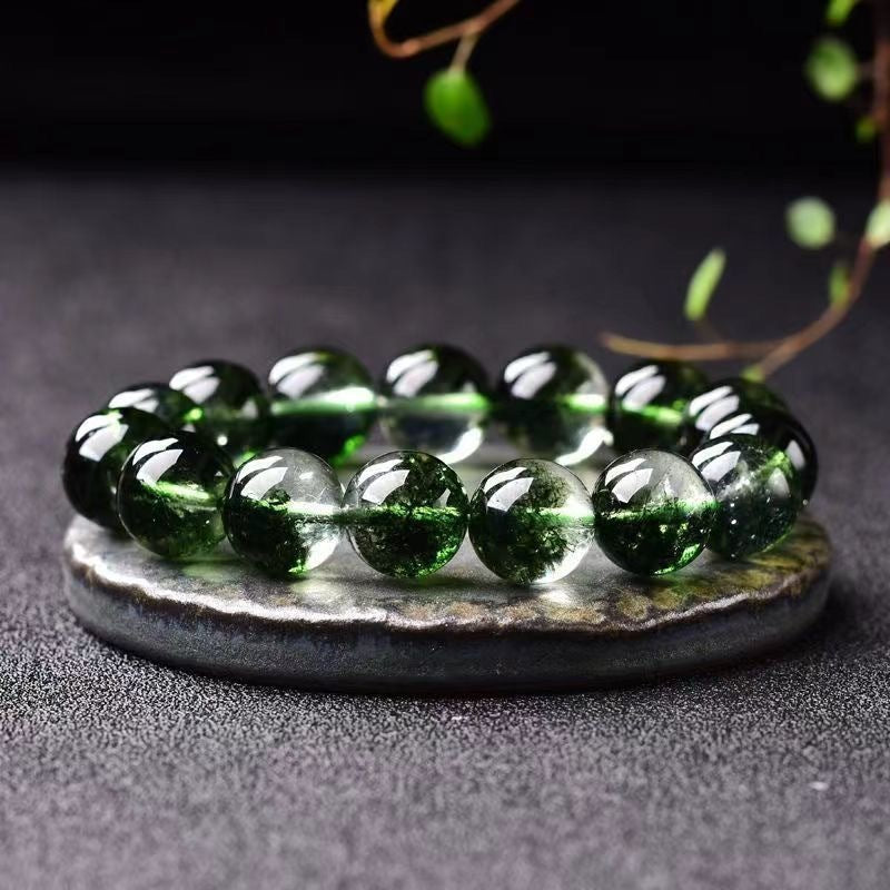 Natural Green Phantom Crystal Bracelet Wealth And Charm Increase Spiritual Power