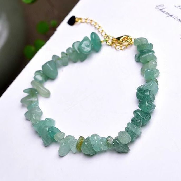 Natural Green Aventurine Jade Bracelet Irregular Gravel Bracelet With Extension Chain