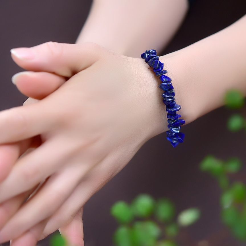 Natural Lapis Lazuli Bracelet Irregular Gravel Bracelet With Extension Chain