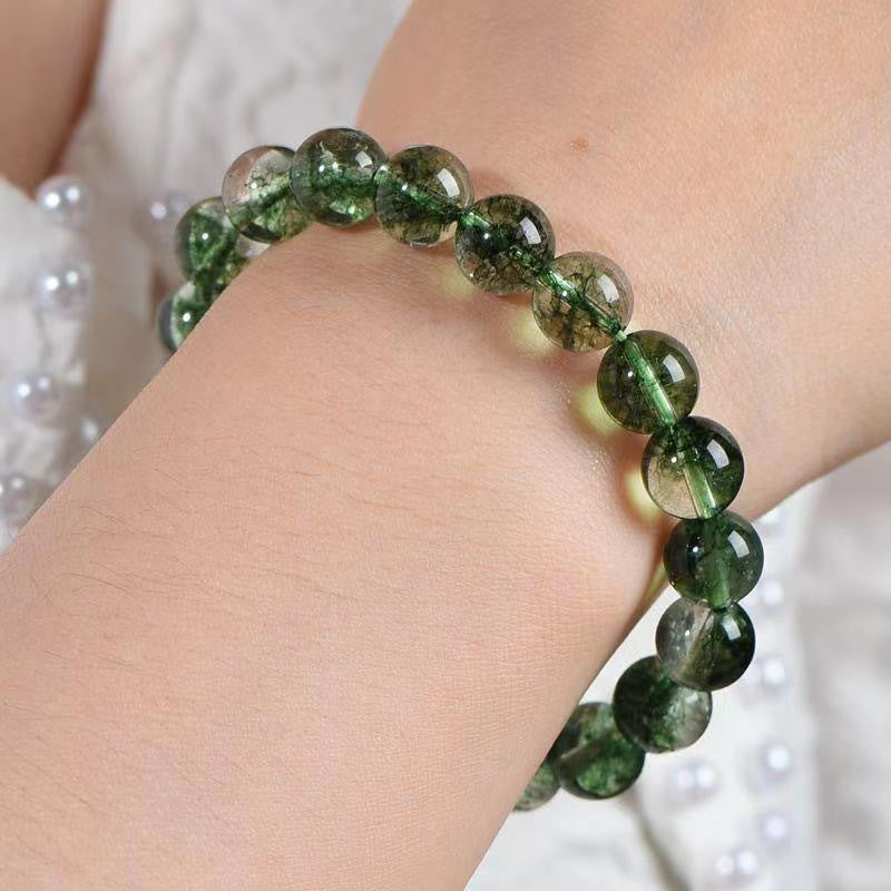 Natural Green Phantom Crystal Bracelet Wealth And Charm Increase Spiritual Power