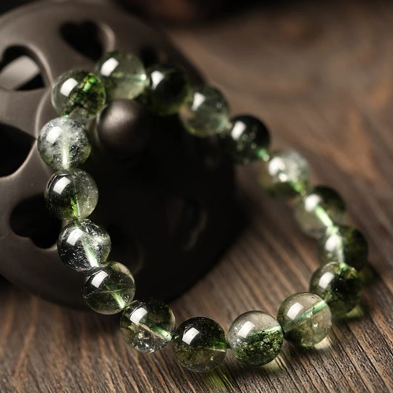 Natural Green Phantom Crystal Bracelet Wealth And Charm Increase Spiritual Power