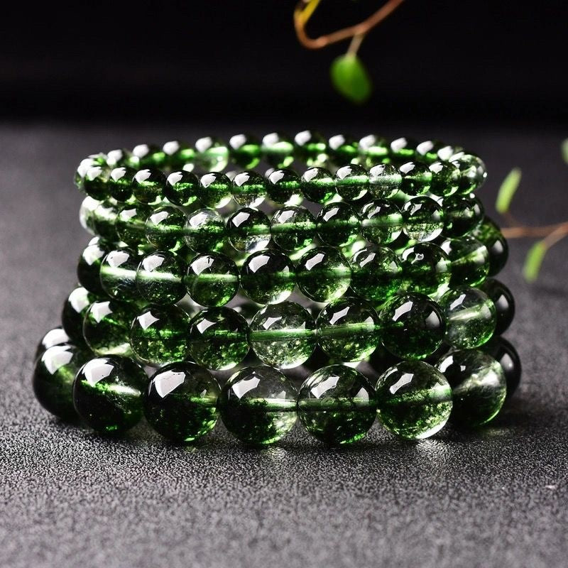 Natural Green Phantom Crystal Bracelet Wealth And Charm Increase Spiritual Power