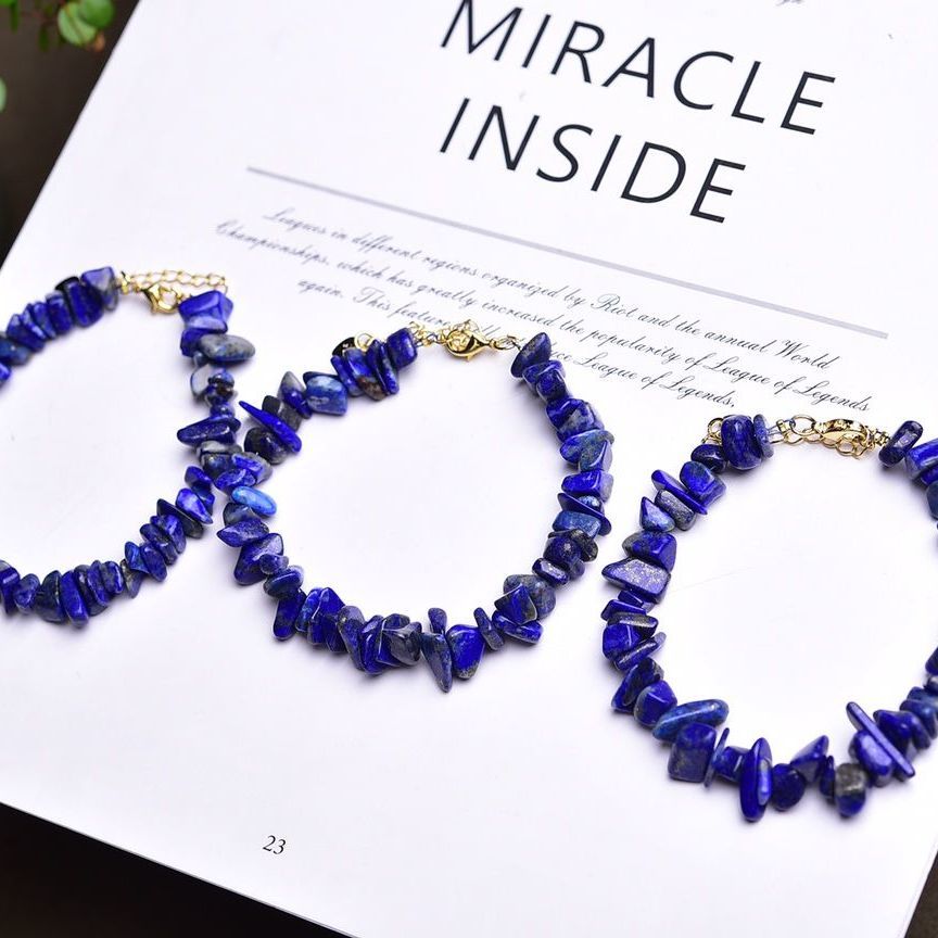 Natural Lapis Lazuli Bracelet Irregular Gravel Bracelet With Extension Chain